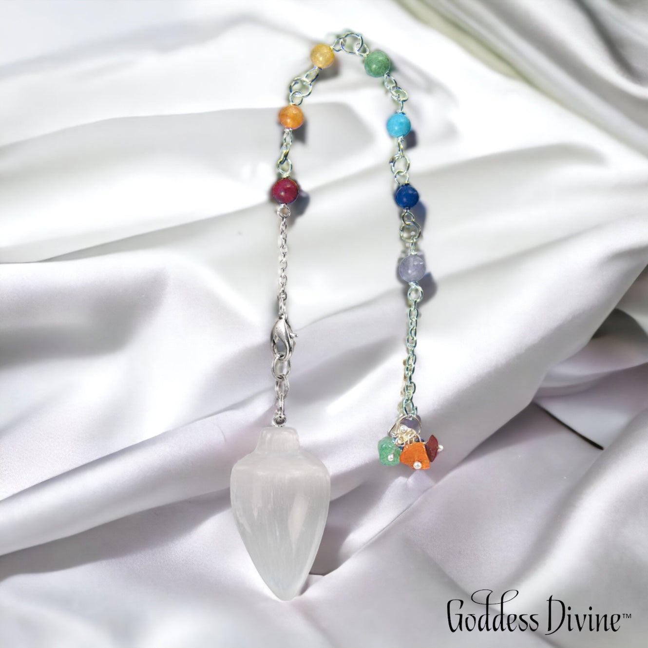 White Selenite Chakra Pendulum